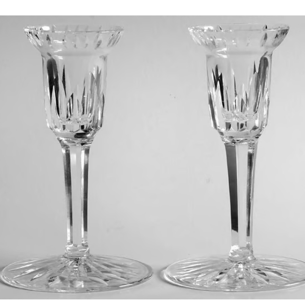 Waterford Crystal Clear Cut Crystal Candle Holders - Clear